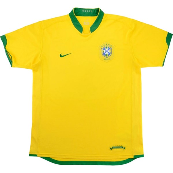 Tailandia Camiseta Brasil Primera Equipación Retro 2006 Amarillo